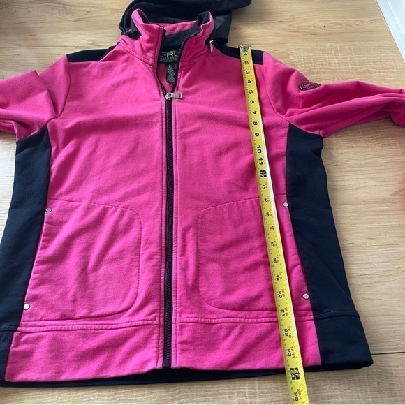 L-RL Lauren Active Colorblock Full Zip Long Sleeve Hidden Hood Jacket - Picture 11 of 12